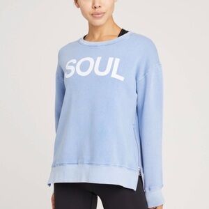 Sundry x Soulcycle SOUL Sweatshirt Zipper Sides Faded Overdye Blue Medium